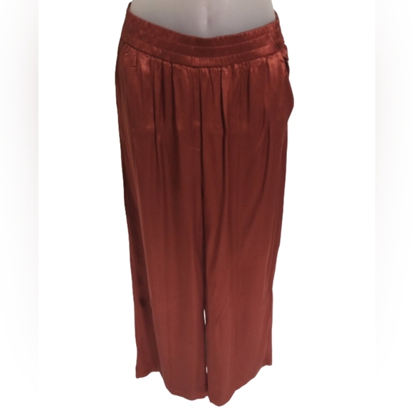 FRNCH Paris Women's Elastic Pull On Pocket Rust Brown Wide Leg Pants Size XL - Picture 2 of 9